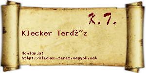 Klecker Teréz névjegykártya
